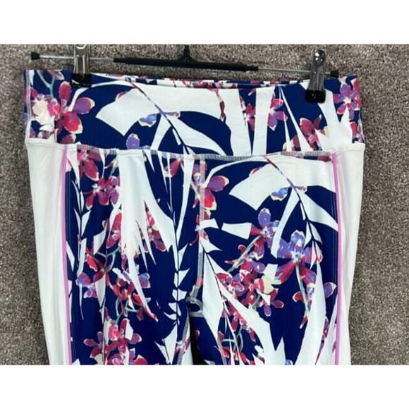Fabletics Leggings Womens Large White Pink Floral Actual 30X27 Stretch Pants NWT - Picture 5 of 8